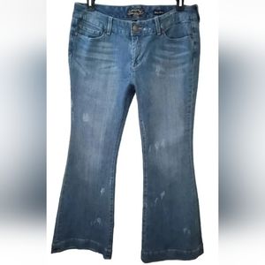 Vtg SEVEN7 Sexy Flare Womens Size 32 Mid Rise Jeans Distressed Stretch Y2K